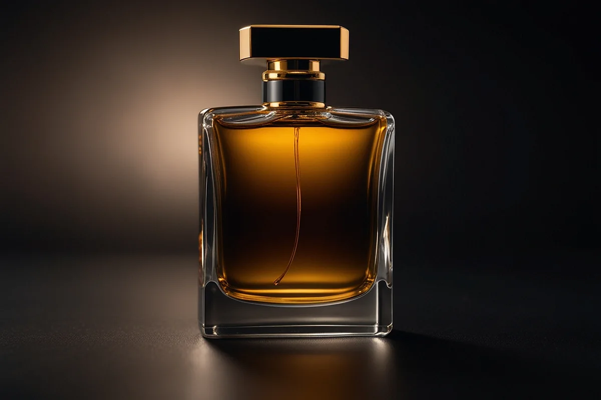 زجاجة عطر فاخرة بالأسود والذهبي / Black and gold luxury perfume bottle